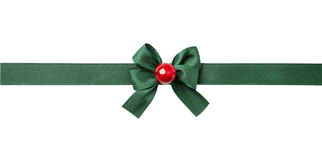 Cinta verde y lazo atado para la decoración del paquete de regalo de Navidad