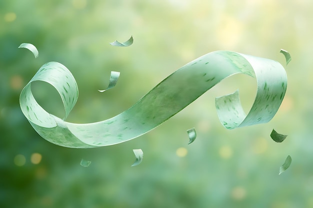 cinta verde con luz de enfoque suave bokeh