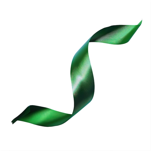 Una cinta verde de tira delgada curva y envuelta en forma de textura de tela brillante