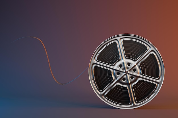 Cintas de película con representación 3d de fondo oscuro