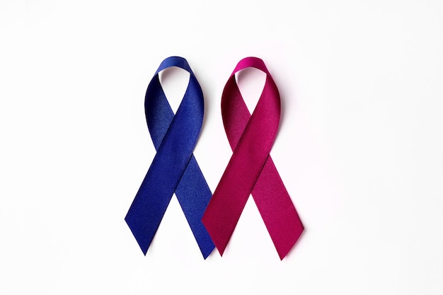 Cintas rosas y azules Meses de concientización sobre el cáncer de mama y próstata Octubre rosa y noviembre azul