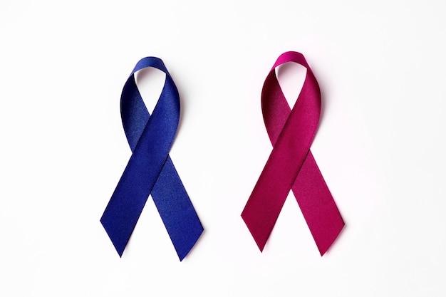 Cintas rosas y azules Meses de concientización sobre el cáncer de mama y próstata Octubre rosa y noviembre azul