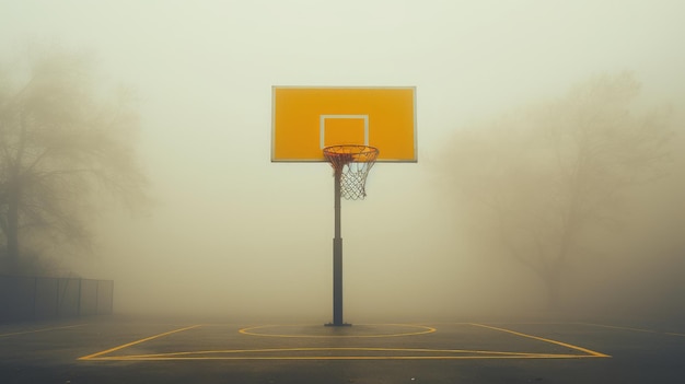 Cinturón amarillo de baloncesto en clima de humo