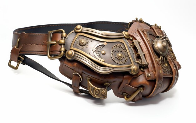 Cinturón de cuero Steampunk con reloj