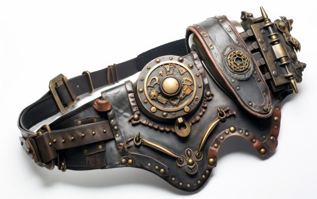 Cinturón de cuero Steampunk con reloj