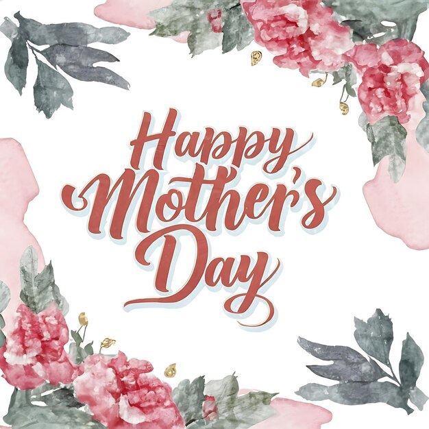 Cinza rosa aquarela feliz dia das mães 3d render tipografia ilustração