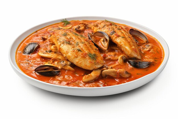 Foto cioppino royale mariscos opulentos delicias en fondo blanco mariscos cioppino imagen