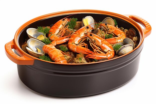 Foto cioppino temptation irresistível seafood medley em fundo branco frutos do mar cioppino imagem