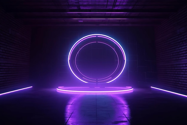Circle Dark Futuristic Sci Fiction Neon generativo AI