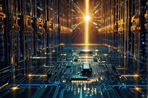 Foto circuito de computação quântica de perto