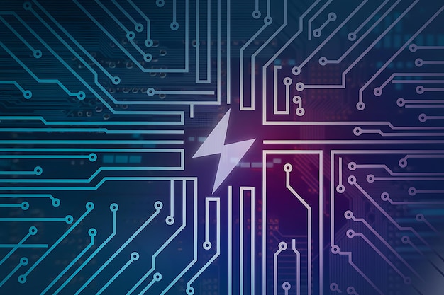 Circuito digital abstracto con diseño de símbolos de energía