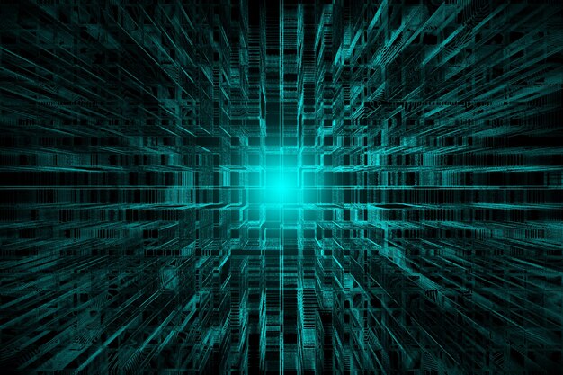 Circuito digital y abstracto sentido espacial tecnología sentido perspectiva sentido gran fondo de datos