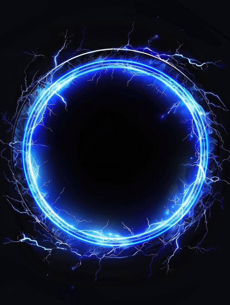Foto circuito elétrico com relâmpago azul