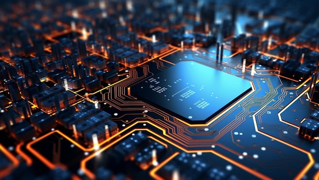 Circuito integrado semicondutor industrial placa rede placa-mãe microprocessador computação eletrônico fundo tecnologia abstrato microchip informação processador digital ciência tecnologia hardware