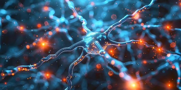 Circuito neural innovador en el sistema de computación cuántica para la IA y la biotecnología Concepto Computación cuántica Circuitos neuronales Inteligencia artificial Innovación biotecnológica