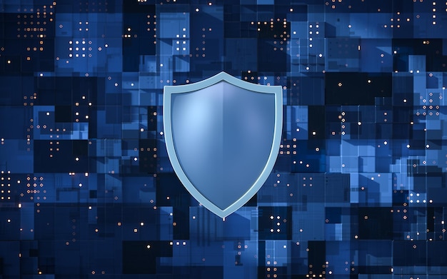 Circuitos y escudos de información y seguridad renderizado 3d