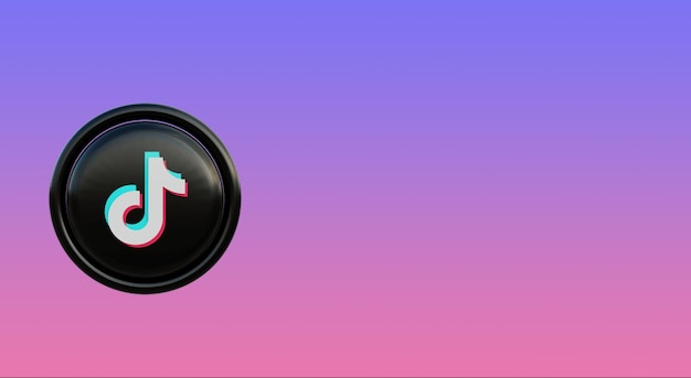 Círculo 3D con el logotipo 3D de Tik Tok en fondo púrpura