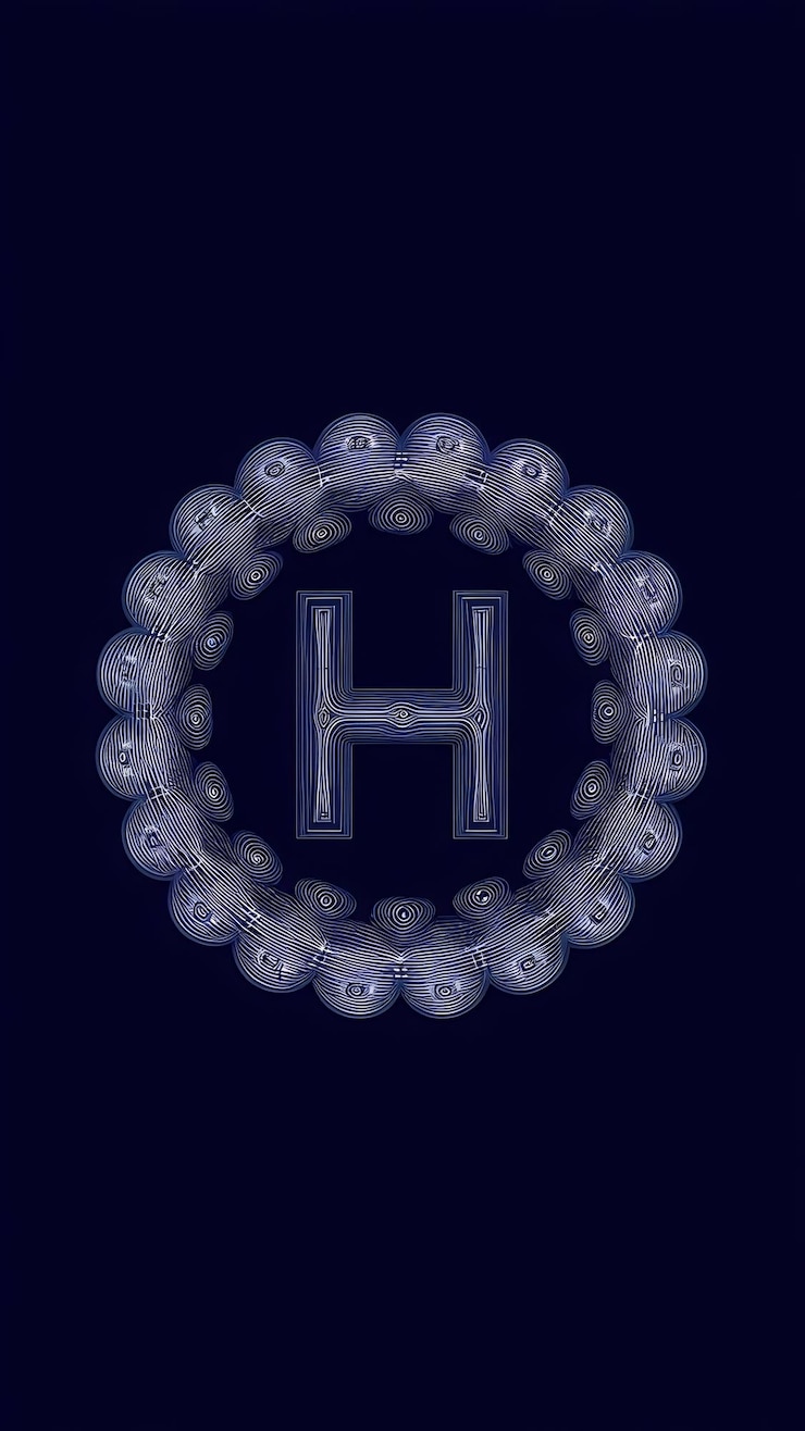 Foto círculo abstracto ornamenation icono del logotipo h signo letra símbolo vect