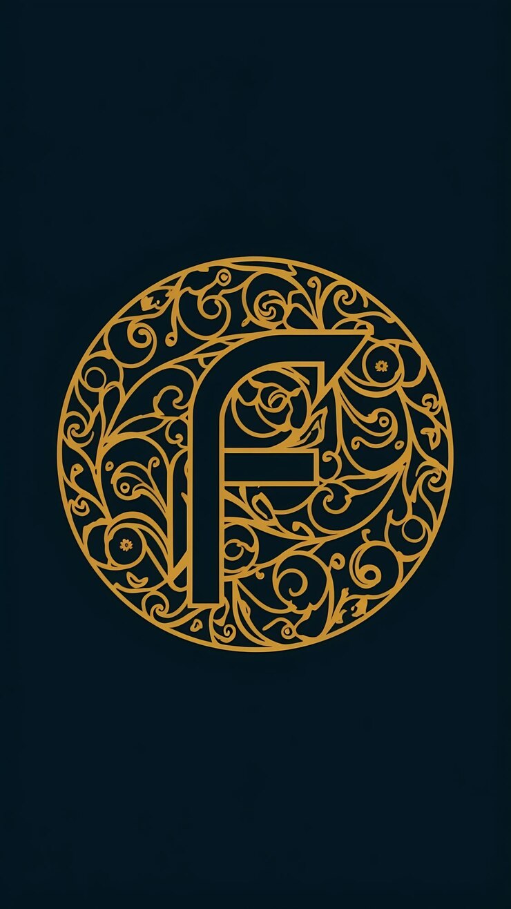 Foto círculo abstrato ornamenation ícone do logotipo f signo letra símbolo vect