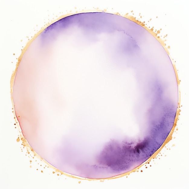 Foto círculo de acuarela púrpura y dorada