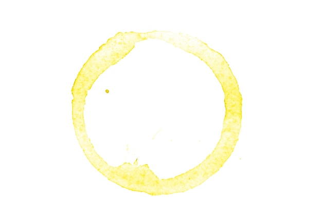 Círculo amarelo aquarela isolado no fundo branco