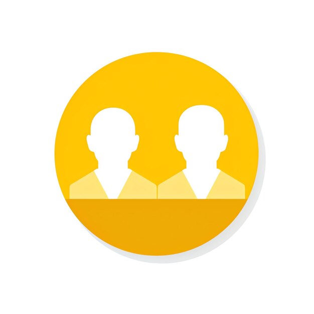 un círculo amarillo con dos hombres en blanco