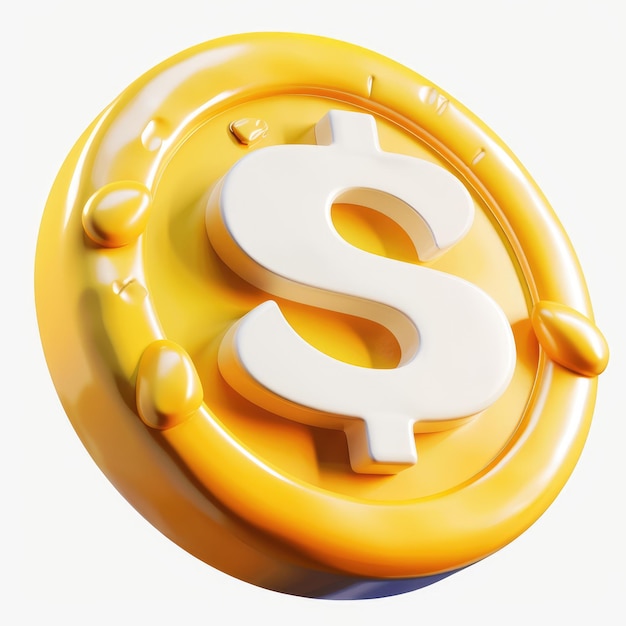 un círculo amarillo con un signo de dólar en él que dice dólar