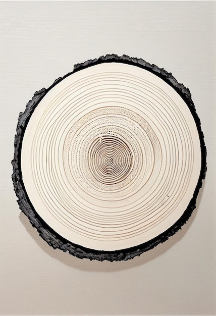 Foto un círculo con un anillo negro en él está hecho de madera y tiene un anillo blanco alrededor del centro.