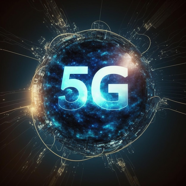 Un círculo azul con 5g escrito en él