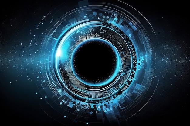 Círculo azul abstracto tecnología futurista fondo tecnología diseño plantilla generativa AI