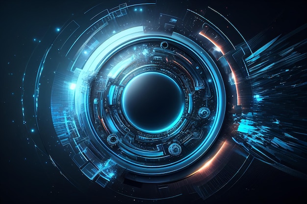 Círculo azul abstrato tecnologia futurista fundo modelo de design de tecnologia generativa AI