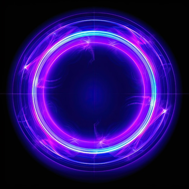 Un círculo azul con una luz violeta en el centro.