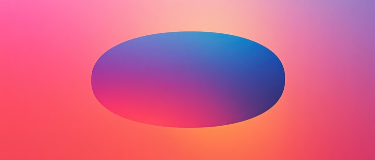 Foto un círculo azul sobre un fondo de gradiente rosado y naranja