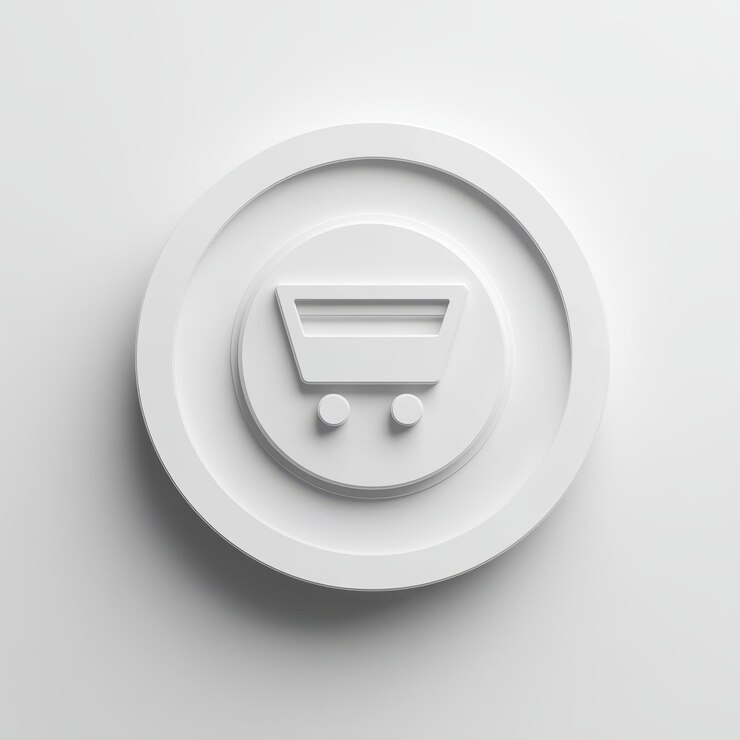 Foto un círculo blanco con un logotipo que dice una bolsa de compras en él
