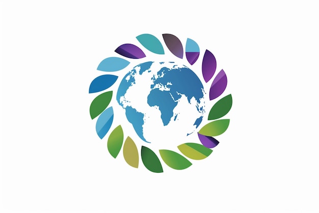 un círculo de círculos coloridos alrededor de la tierra con la tierra en el centro