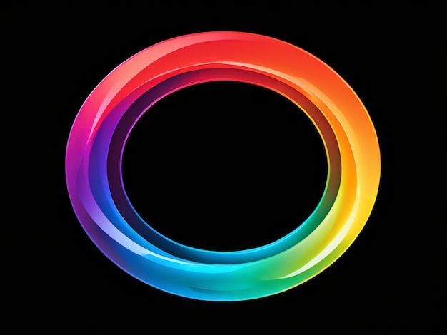 Foto un círculo de color arco iris se muestra con un fondo negro