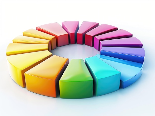 Un círculo colorido de bloques con cada bloque que representa un color diferente