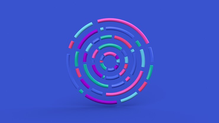 Foto círculo colorido formas fondo azul
