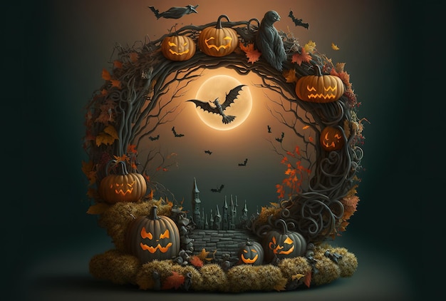 Círculo de decorações de Halloween estabelecidas
