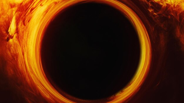 Foto círculo de fumaça de fundo eclipse solar buraco negro no fluxo de brilho laranja misteriosa magia oculta