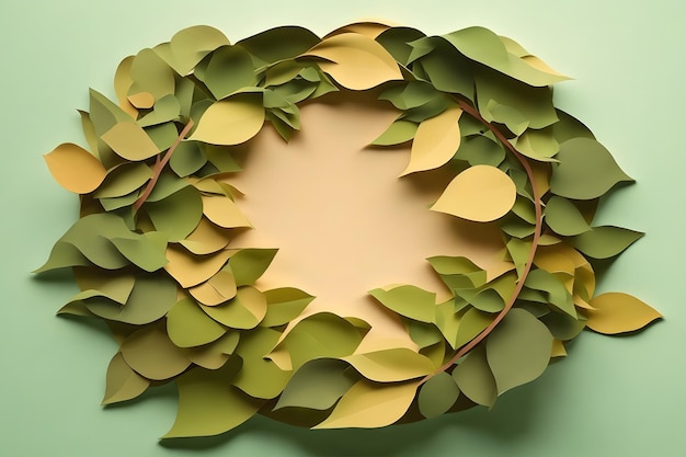 círculo de plantas estilo de arte de papel ai gerado