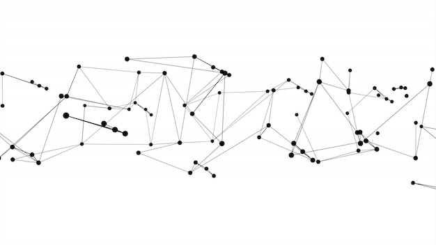 Foto círculo de ponto futurista abstrato e estrutura de rede de molécula de linha cor preta fundo branco