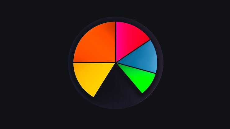 Foto un círculo dividido en piezas de diferentes colores ia generativa