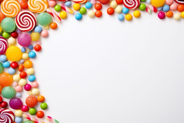 un círculo de dulces está rodeado por un fondo blanco.