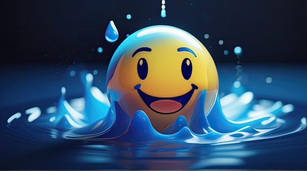 Círculo de emojis de agua en 3D