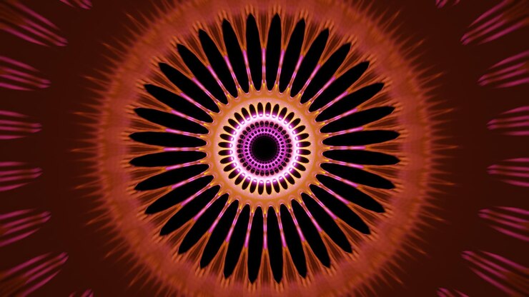 Círculo fractal pulsante hipnótico vj loop 3d render ilustração