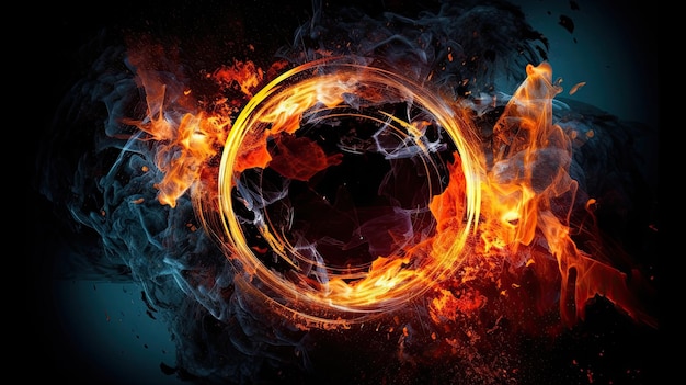 Un círculo de fuego con la palabra fuego en él.