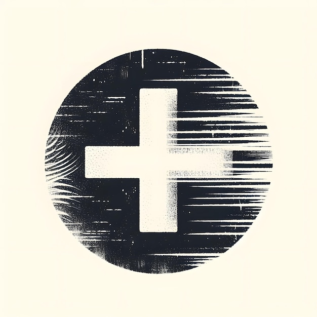 Círculo de Grunge con símbolo de cruz Ilustración vectorial de Grunge