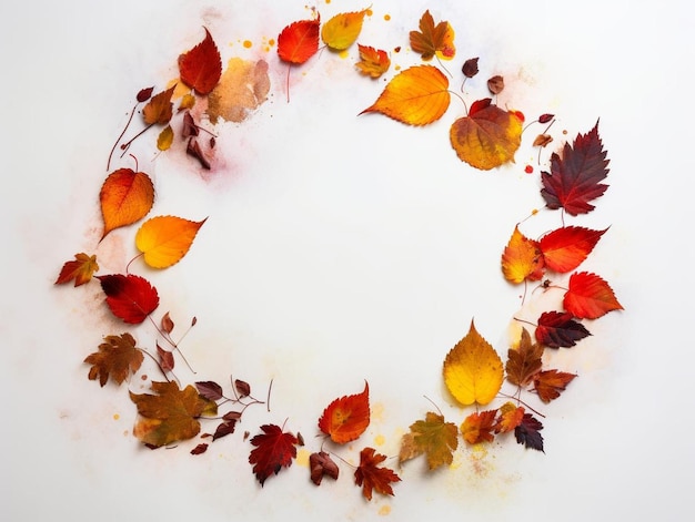 Un círculo de hojas de otoño con un círculo de hojas.