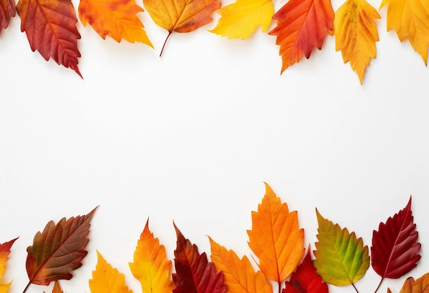 un círculo de hojas de otoño con un fondo blanco